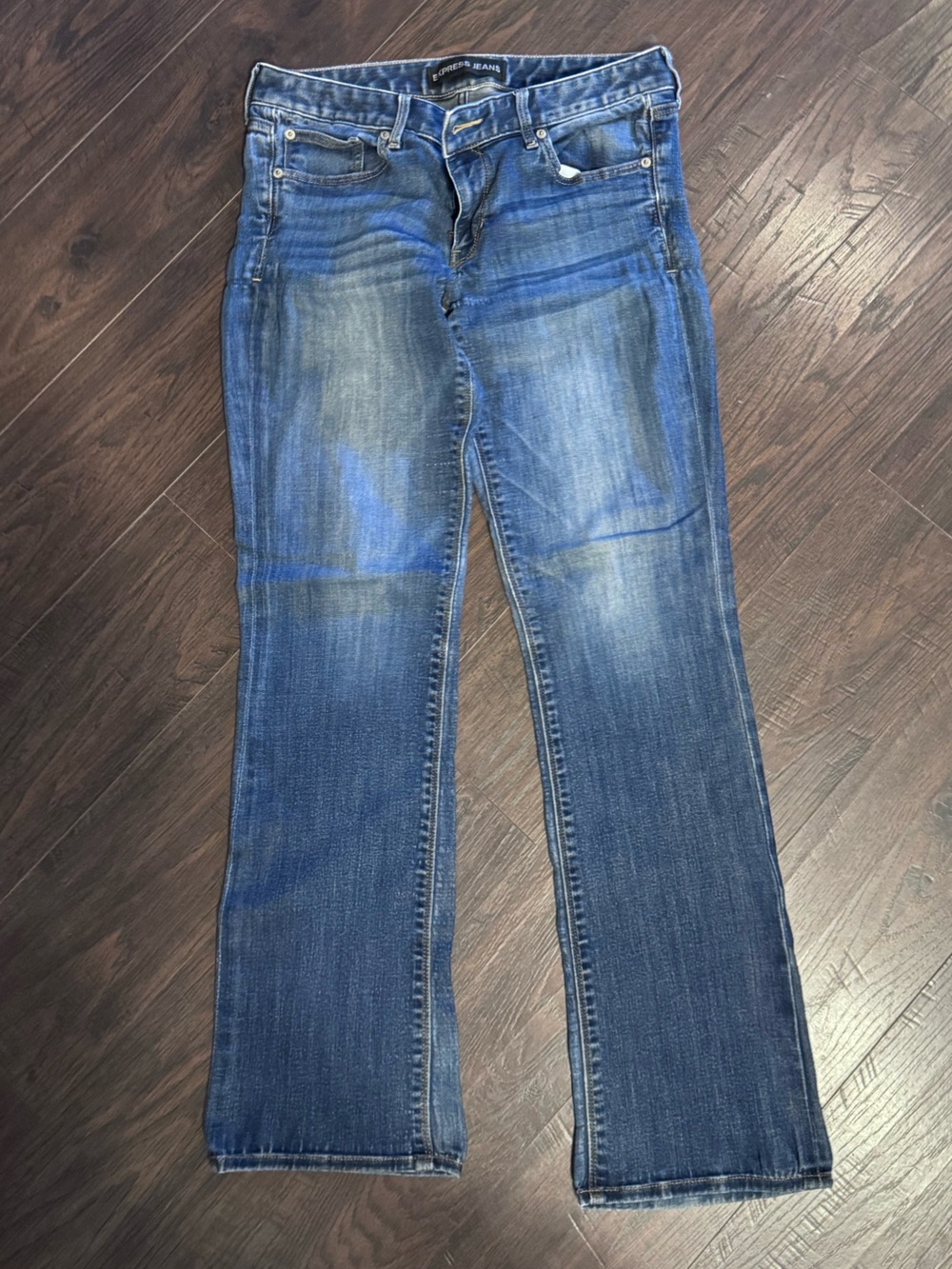 Express Dark Blue Faded Denim Jeans